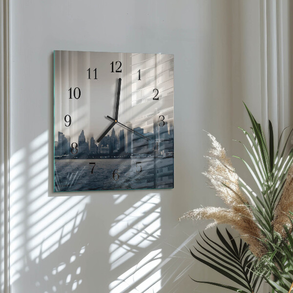 Vierkante glazen wandklok Horizon