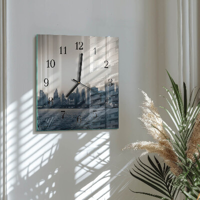Vierkante glazen wandklok Horizon