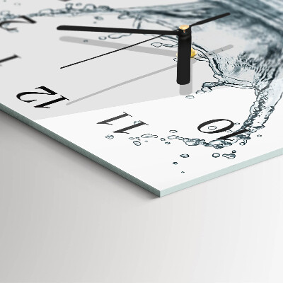Vierkante glazen wandklok Water