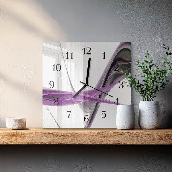 Vierkante glazen wandklok Abstracte rook