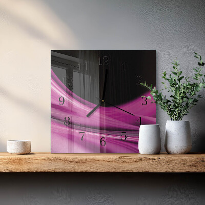Vierkante glazen wandklok Abstracte lijnen