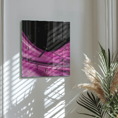 Vierkante glazen wandklok Abstracte lijnen