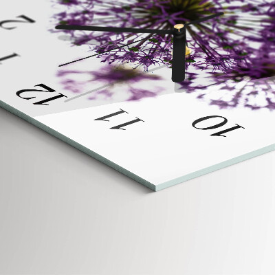Vierkante glazen wandklok Bloem