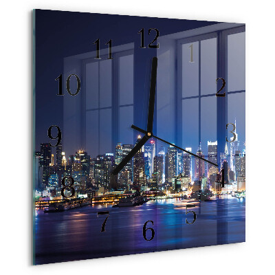 Vierkante glazen wandklok Horizon