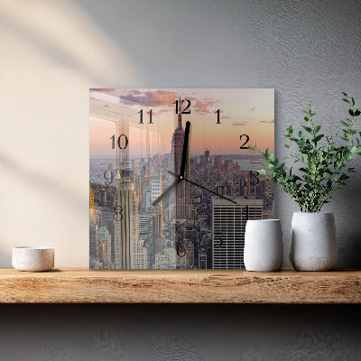 Vierkante glazen wandklok Horizon