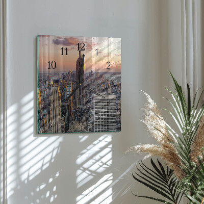 Vierkante glazen wandklok Horizon