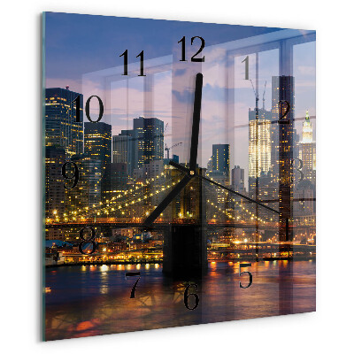 Vierkante glazen wandklok Horizontale brug