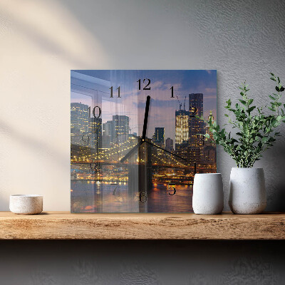 Vierkante glazen wandklok Horizontale brug