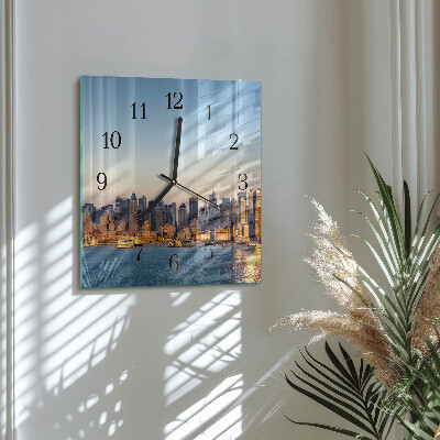 Vierkante glazen wandklok Horizon