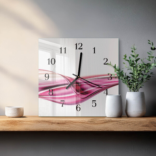 Vierkante glazen wandklok Abstracte lijnen