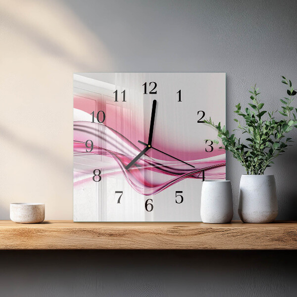 Vierkante glazen wandklok Abstracte kunst