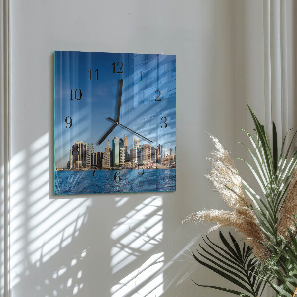 Vierkante glazen wandklok Horizon