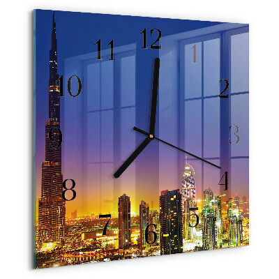 Vierkante glazen wandklok Horizon Dubai