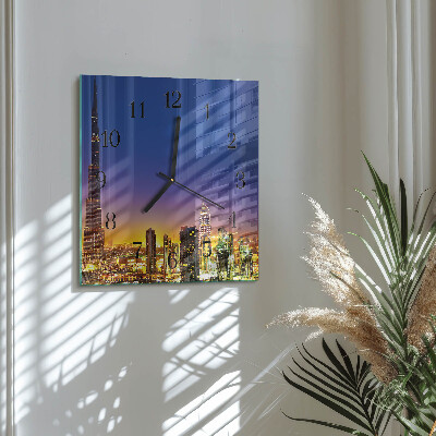 Vierkante glazen wandklok Horizon Dubai