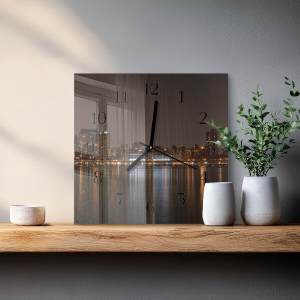 Vierkante glazen wandklok Horizon
