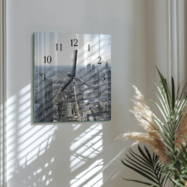 Vierkante glazen wandklok Horizon