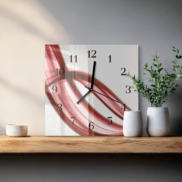 Vierkante glazen wandklok Abstracte lijnen