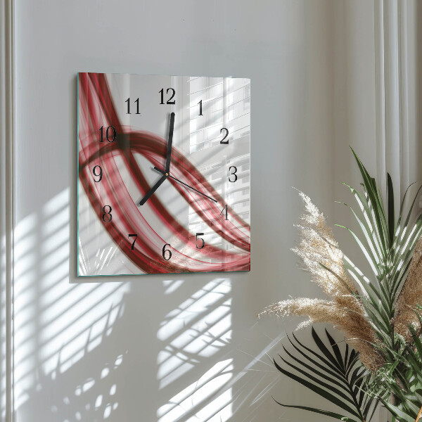 Vierkante glazen wandklok Abstracte lijnen
