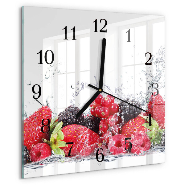 Vierkante glazen wandklok Fruit