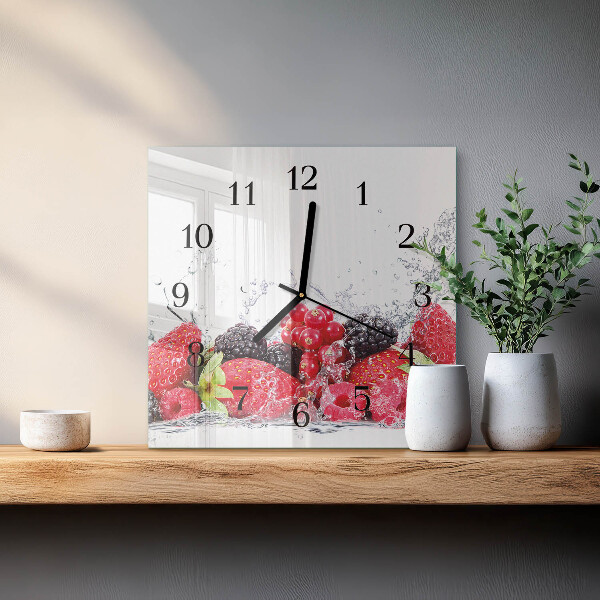 Vierkante glazen wandklok Fruit