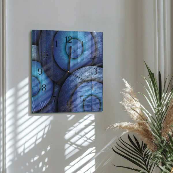 Vierkante glazen wandklok De kunst van de cirkels