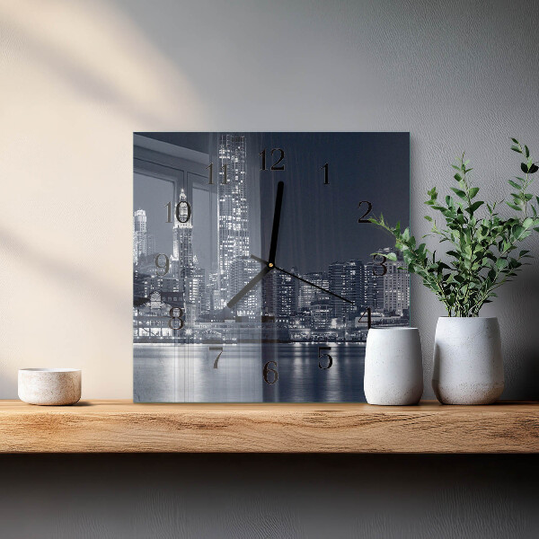 Vierkante glazen wandklok Horizon