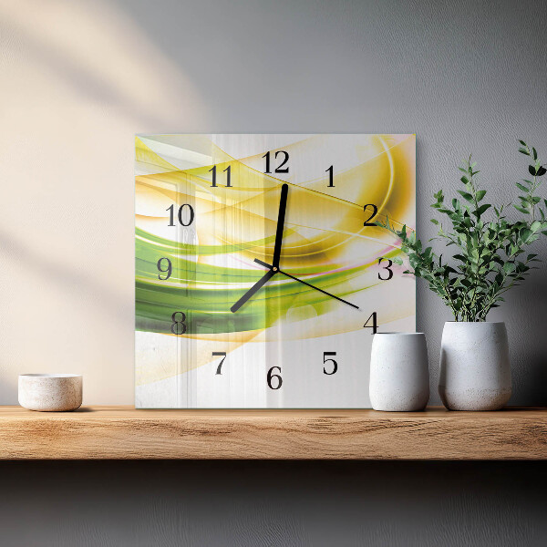 Vierkante glazen wandklok Abstractie