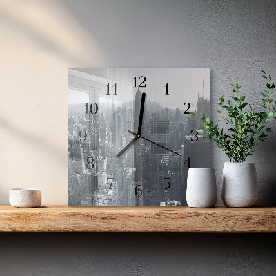 Vierkante glazen wandklok Horizon