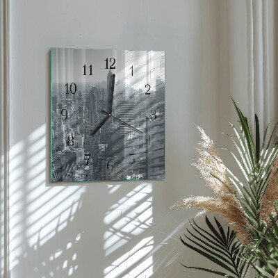 Vierkante glazen wandklok Horizon