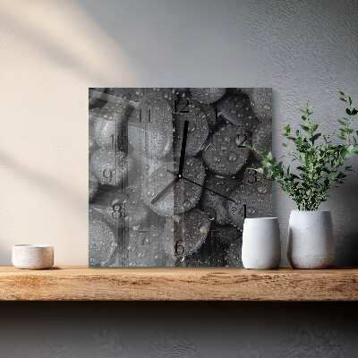 Vierkante glazen wandklok Stenen Water