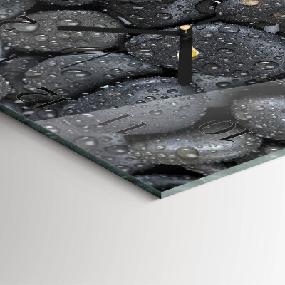 Vierkante glazen wandklok Stenen Water