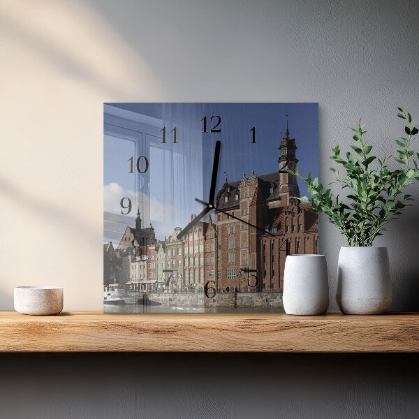 Vierkante glazen wandklok Gdansk