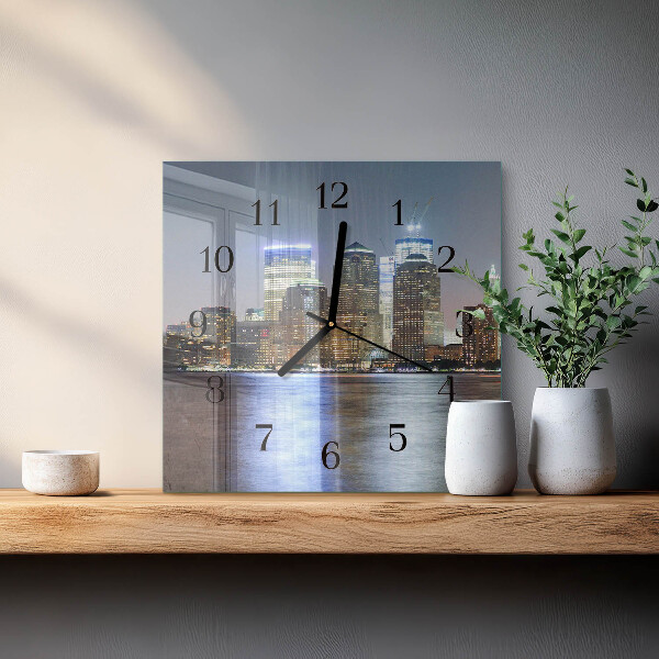 Vierkante glazen wandklok Horizon