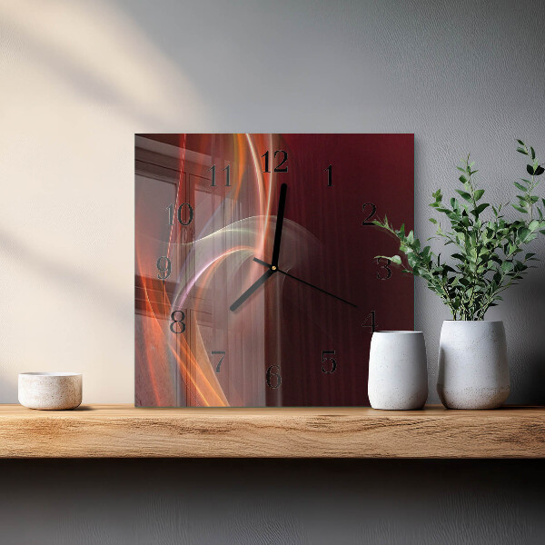 Vierkante glazen wandklok Abstracte lijnen