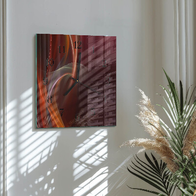 Vierkante glazen wandklok Abstracte lijnen