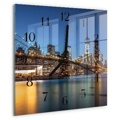 Vierkante glazen wandklok Horizontale brug
