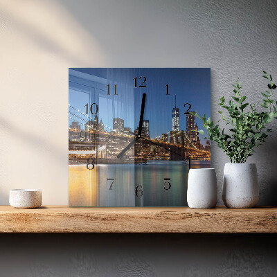 Vierkante glazen wandklok Horizontale brug