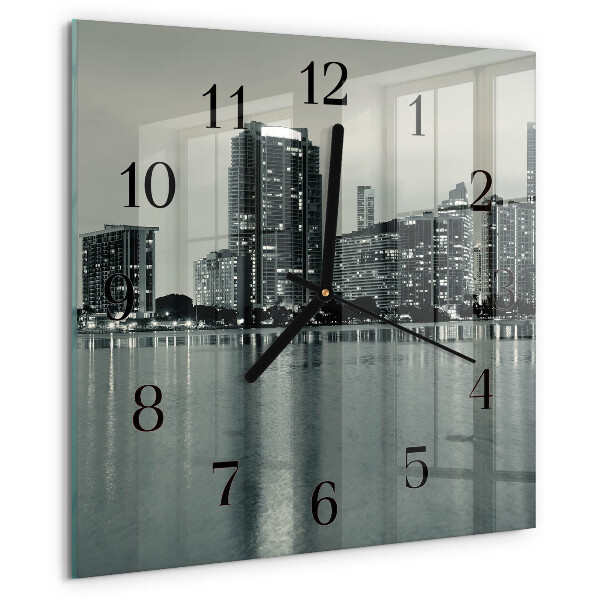 Vierkante glazen wandklok Horizon