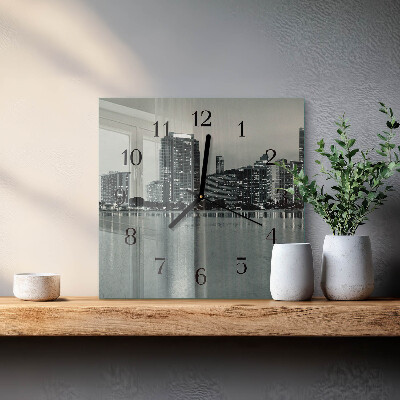 Vierkante glazen wandklok Horizon
