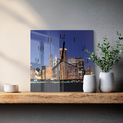 Vierkante glazen wandklok Horizon