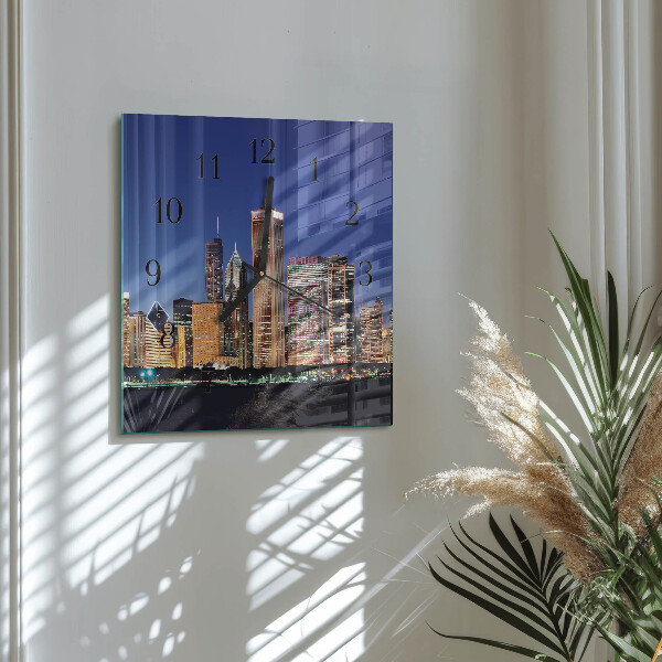 Vierkante glazen wandklok Horizon