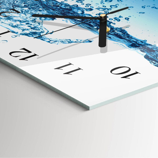 Vierkante glazen wandklok Water