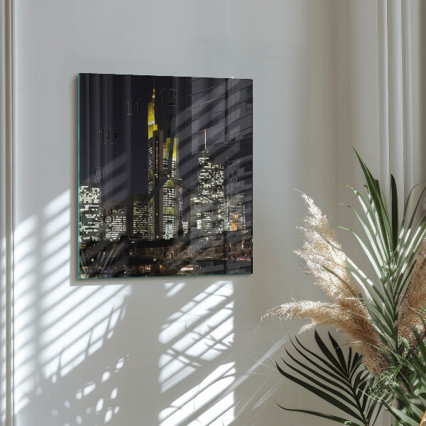 Vierkante glazen wandklok Horizon
