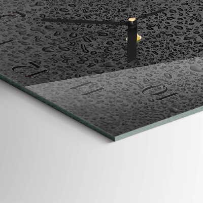 Vierkante glazen wandklok Waterdruppels