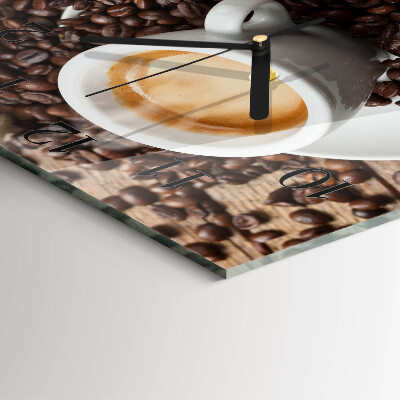 Vierkante glazen wandklok Kopje koffie