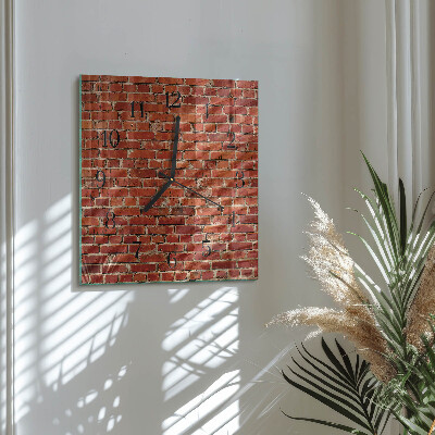 Vierkante glazen wandklok Bakstenen muur