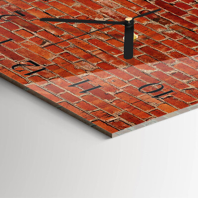 Vierkante glazen wandklok Bakstenen muur