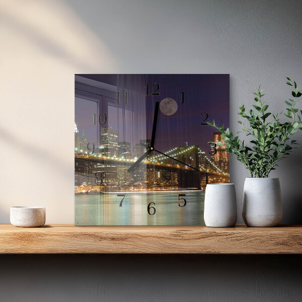 Vierkante glazen wandklok Horizontale brug