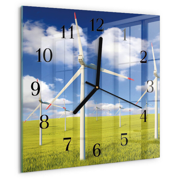 Vierkante glazen wandklok Windpark