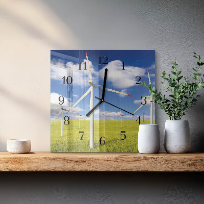Vierkante glazen wandklok Windpark
